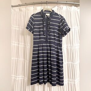 Kate Spade Silk Navy & White Striped Polo/Nautical/Preppy Dress
